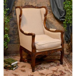 Regency-style "confessional" Bergère Chair, Wingback Bergère, 19th Century