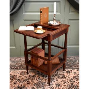 Side Table, Work Table, Bedside Table, End Table, Folding Table In Mahogany, 19th Century England
