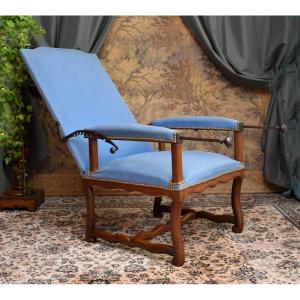 Louis XIV Period Reclining Armchair, With A Ratchet Mechanism For The Backrest, Oak, Late 17th Century 