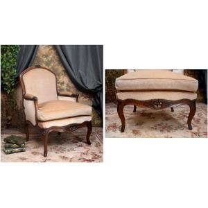  Provençal Bergère Chair, Stamped Jacques Dubois, Received As Master In 1742, Louis XV Period, 18th Century