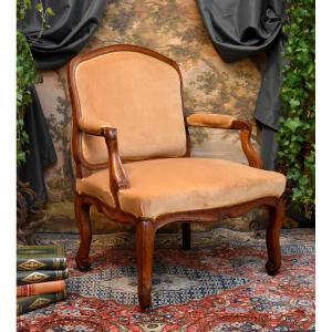 Large Regency/louis XV Period Flat-backed Armchair, Queen Anne Style, Early 18th Century