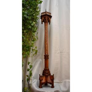 Large Gothic Wooden Candle Holder, 19th Century