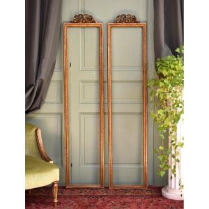 Pair Of Louis XVI Style Gilded Wood Frames, In-between Frames, Napoleon III Period