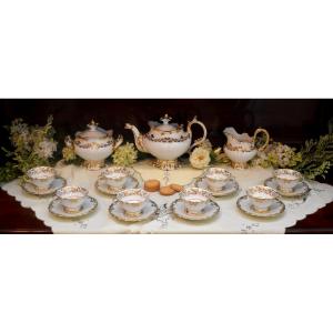 White And Gold Porcelain Coffee Service, Louis XV / Rocaille Style, Louis Philippe Period