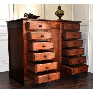 Comptoir, Meuble De Métier , Meuble De Mercerie, Solid Oak, Late 19th Century