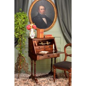 Secrétaire De Dame, Bonheur Du Jour, Bureau De Pente, Louis Philippe Period, Mahogany, 19th Century