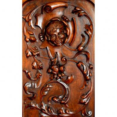 Carved Panel, Grotesque Woodwork, Decorative Element, Walnut, XIXth Period
