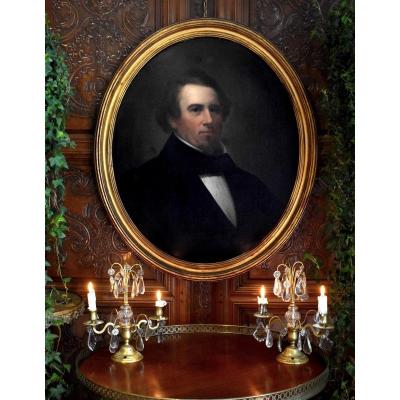 Oval Portrait, Man In Costume, Dandy With The Beard, Romantic Period, XIXth Epoque