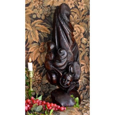 Woodwork Element, Angel In The Clouds, Renaissance Period, End XVI Eme, Wood Sculpture