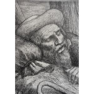 Alphonse Legros (1847-1911) , The Sleeping Shepherd