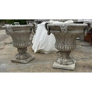 Pair Of Cement Vases 