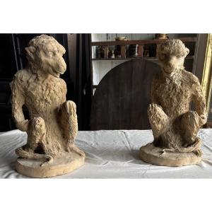Pair Of Terracotta Monkeys