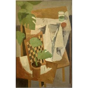 Pierre Gougerot _still Life Post Cubism: Chessboard, Glass And Orange, 1950s - Chess 