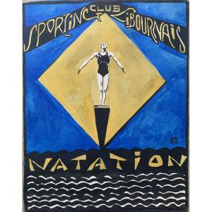 Maurice Frichou - Sporting Club Libournais - 1920 - Athletics - Swimming - Art Deco Project