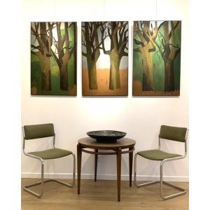Post-cubist Triptych - Trees - Pierre Gougerot - 1959