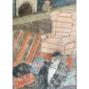 Watercolor By Karl Wolf - New Objectivity - Art Deco - 1931