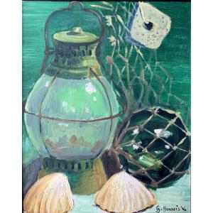 Lantern, Fishing Ball And Seashells - Circa 1940