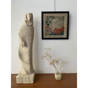 Sculpture By André Longeon - Draped Woman - Plaster Cast - Circa 1950