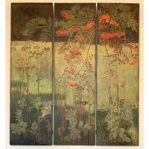 Large Triptych, 1900, By Marie Marlier - Art Nouveau Nancy - 
