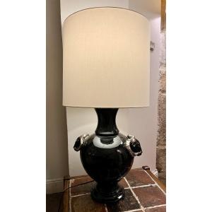 Large Black Ceramic Lamp