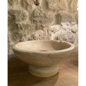 Large Illuminated Alabaster Basin 