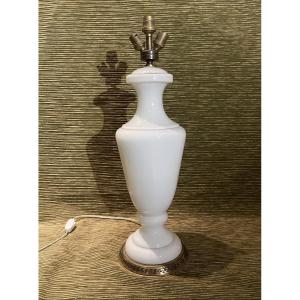Large White Opaline Lamp.