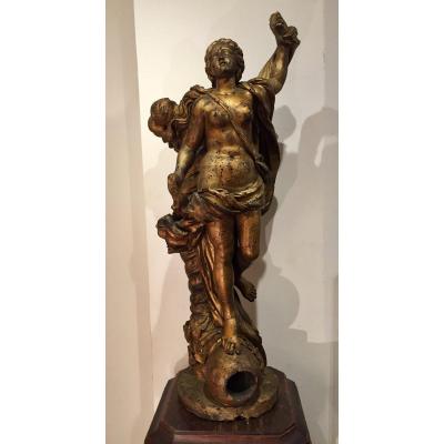Sculpture En Bois Doré Début 18 ème