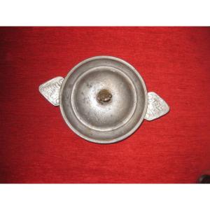 18th Century Broth Bowl In Pewter.