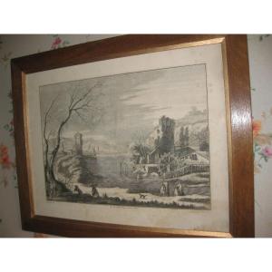 18th Century Engraving By Giampiccoli Giuliano After Marco Ricci.