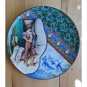 Large Earthenware Dish - Bullfighting