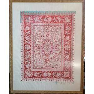Large Framed Drawing - Rug Design