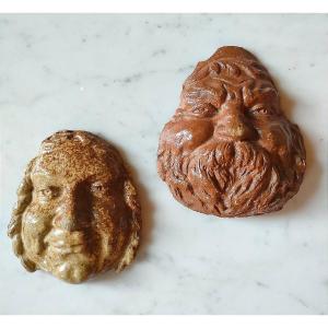 Jean Carriès School - Two Masks