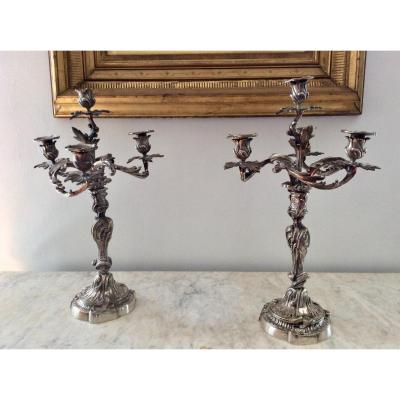 Pair Of Rocaille Candlesticks - XIXth