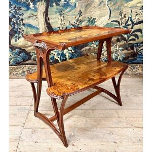 Louis Majorelle - Marquetry Tea Table, Butomés Model, Art Nouveau Period