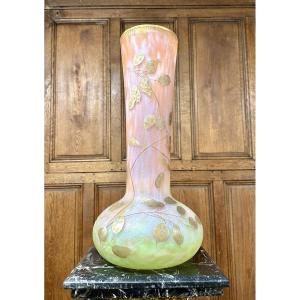 Daum Nancy - Important Vase Decorated With Papal Coins, Art Nouveau