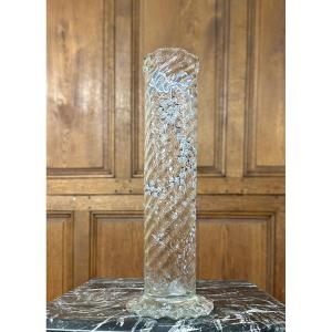 Cristallerie Emile Gallé - Enameled Vase Decorated With Forget-me-nots And Dragonflies, Art Nouveau Period 