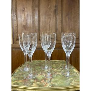 Maison Lalique, After A Design By Marc Lalique, Six Champagne Flutes, Angel Model, In Crystal 