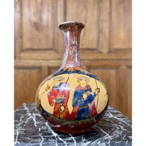 Louis Etienne Desmant - Ceramic Vase Decorated With Scenes From The Bayeux Tapestry. 20th Century