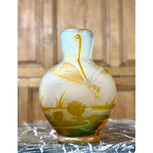 émile Gallé - Gourd-shaped Vase With Dragonfly Motif, Art Nouveau Period 