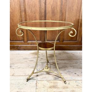 Louis XVI Style Tripod Gueridon In Gilt Bronze And Cuban Mahogany. 