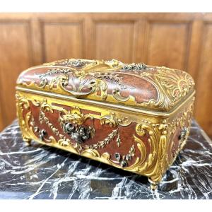 Christofle And émile-auguste Reiber (1826-1893). Gilt And Patinated Bronze Jewelry Box