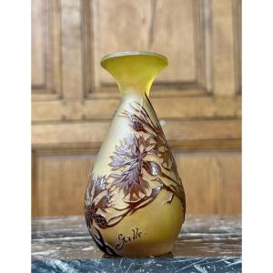 émile Gallé - Small Vase With Floral Decoration From The Art Nouveau Period