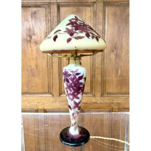 émile Gallé - Mushroom Lamp With Clematis Decoration, Art Nouveau 