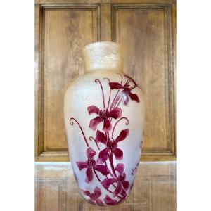 Large Legras Rubis Vase, Art Nouveau Period