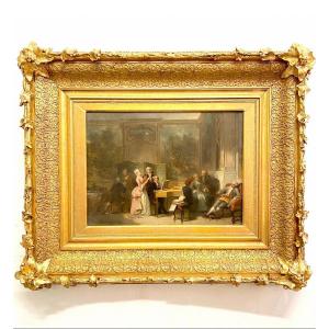 Herman Frederick Carel Ten Kate - The Music Room, Oil On Panel Signed