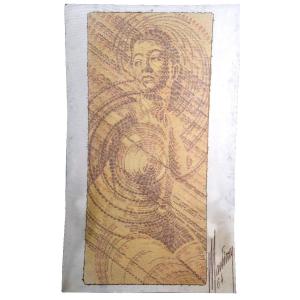 Woman In Charcoal And Sanguine On Textile French School Martinez