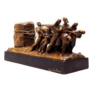 Wooden Sculpture The Outcasts In Wood Twentieth Time