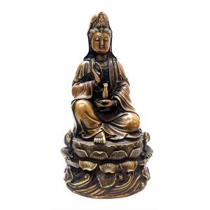 Statuette In Gilt Bronze Nineteenth Asian Divinity