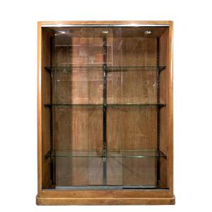 Store Showcase With Sliding Door In Oak 1930s