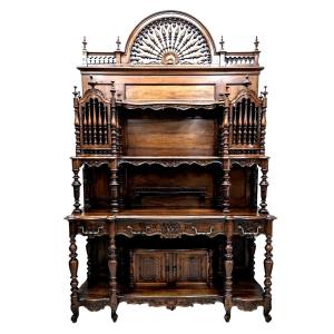 Rare Desserte De Présentation Provençale En Noyer 